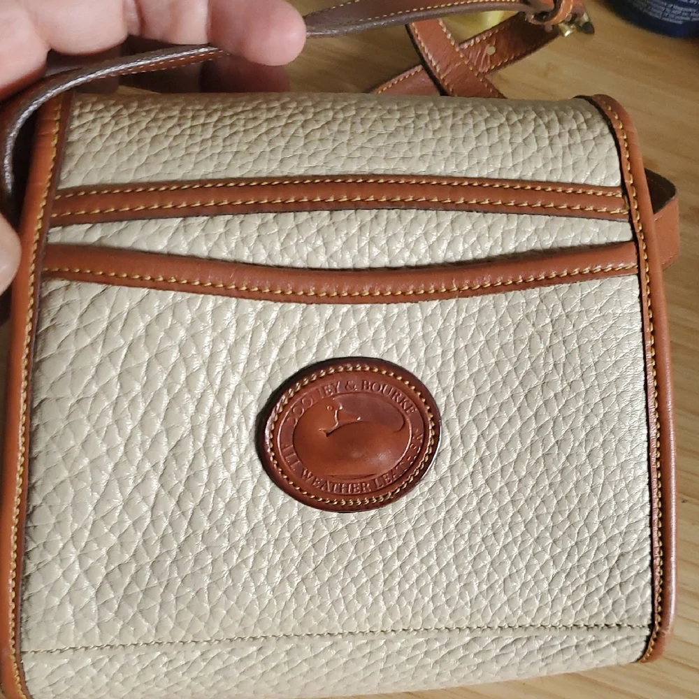Dooney & Bourke Cream and Tan Leather Crossbody Mini Bag - Picture 13 of 13